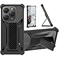 bojioderf Case Compatible for Blackview Shark 9 5G Phone Case Stand Cover [with Tempered Glass Screen Protector] Hybrid Case [Folding Support Magnetic] [Frosted Anti-Fingerprint] Black
