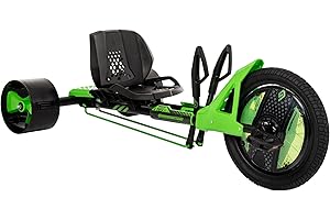 Huffy Green Machine 16 Inch Drift Trike, Sleek Ergonomic Design, Adjustable Seat, Durable Steel Frame, Easy to Operate, Drift Trike for Kids Ages 5-8, Max Weight 80lbs, Coaster Brake, Green and Black