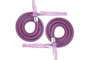 HOOWA 2 Pack Hookah Hose Washable 39'' Shisha Hose Acrylic Handle Leather Wrapped Pipe For Small Hookah Set (Purple)