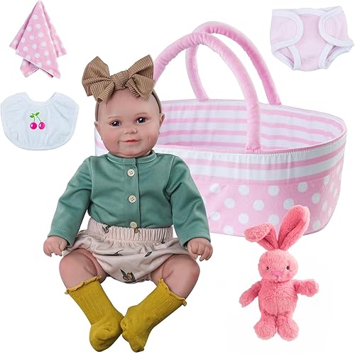 BABESIDE Maddy Reborn Baby Dolls with Bassinet, 20Inch Cute Soft Vinyl  Realistic-Newborn Baby Doll Poseable Real Life Lifelike Baby Dolls w/Doll 
