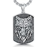 PYTALI Wolf Necklace for Men S925 Sterling Silver Wolf Necklace for Men Handmade Silver Pendant Necklace Jewelry Gift for Women Men Her Him