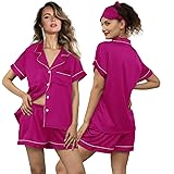 WJing Yi Jia 5Pcs Womens Soft Satin Pajama Set