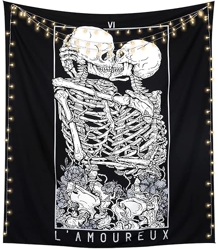 Tapisserie Gothique à Motif Squelette Noir - Boutique Gothique