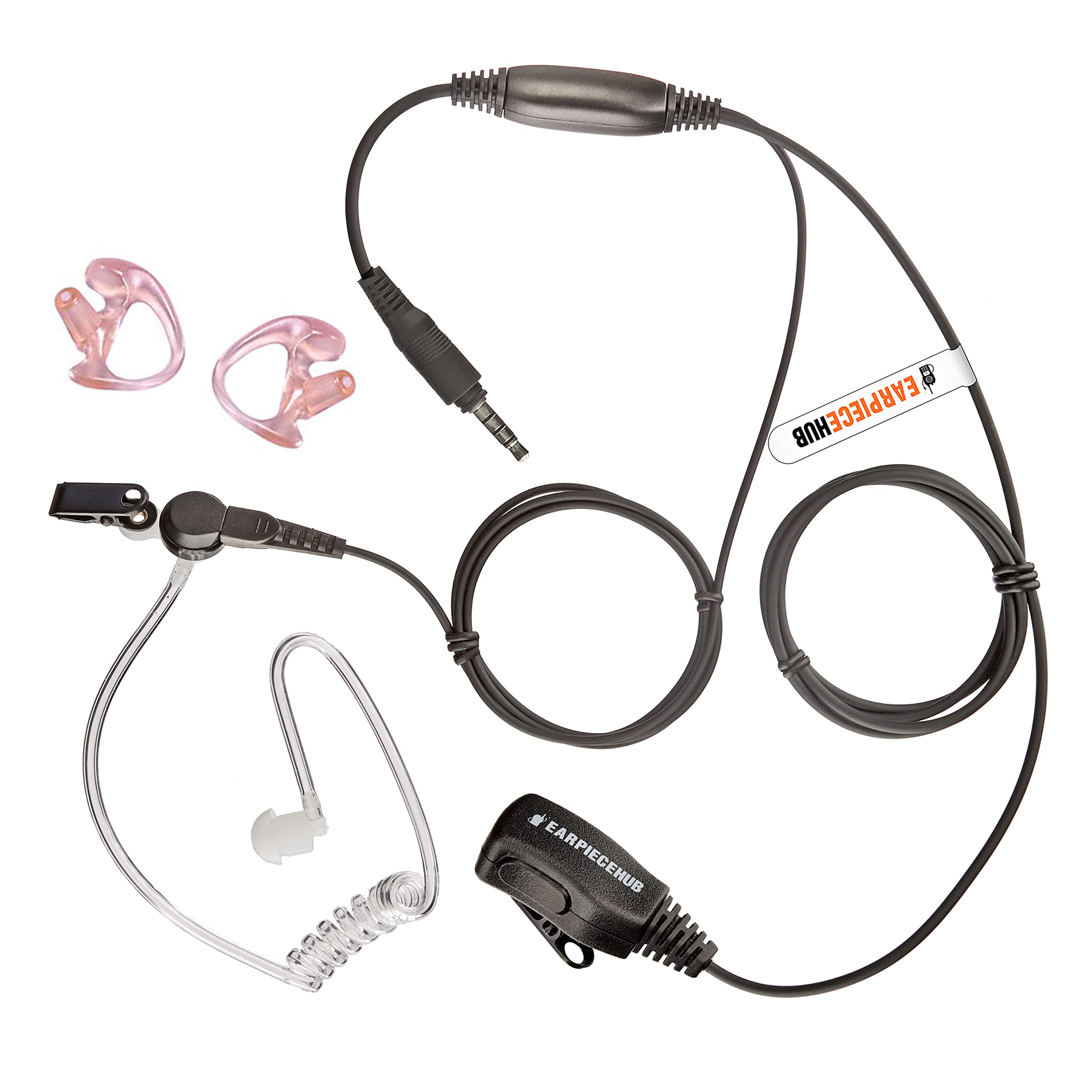 EARPIECEHUB - Covert Bodyguard Style Security PTT Earpiece Compatible with iPhone 5, 6 with Earmoulds