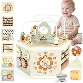 Joyreal Wooden Activity Cube - 11-in-1 Montessori Toys for 1+ Year Old Boys & Girls, Early Developmental Learning Toys for Toddlers and Kids, Ideal 1st Birthday Gift Toys for Baby(Animal Theme)