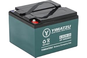 Yimatzu 12V 36Ah Deep-Cycle AGM Battery, EVF-26-36 Heavy-Duty Sealed Lead Acid Replacement for 26Ah Models, Bolt Terminal