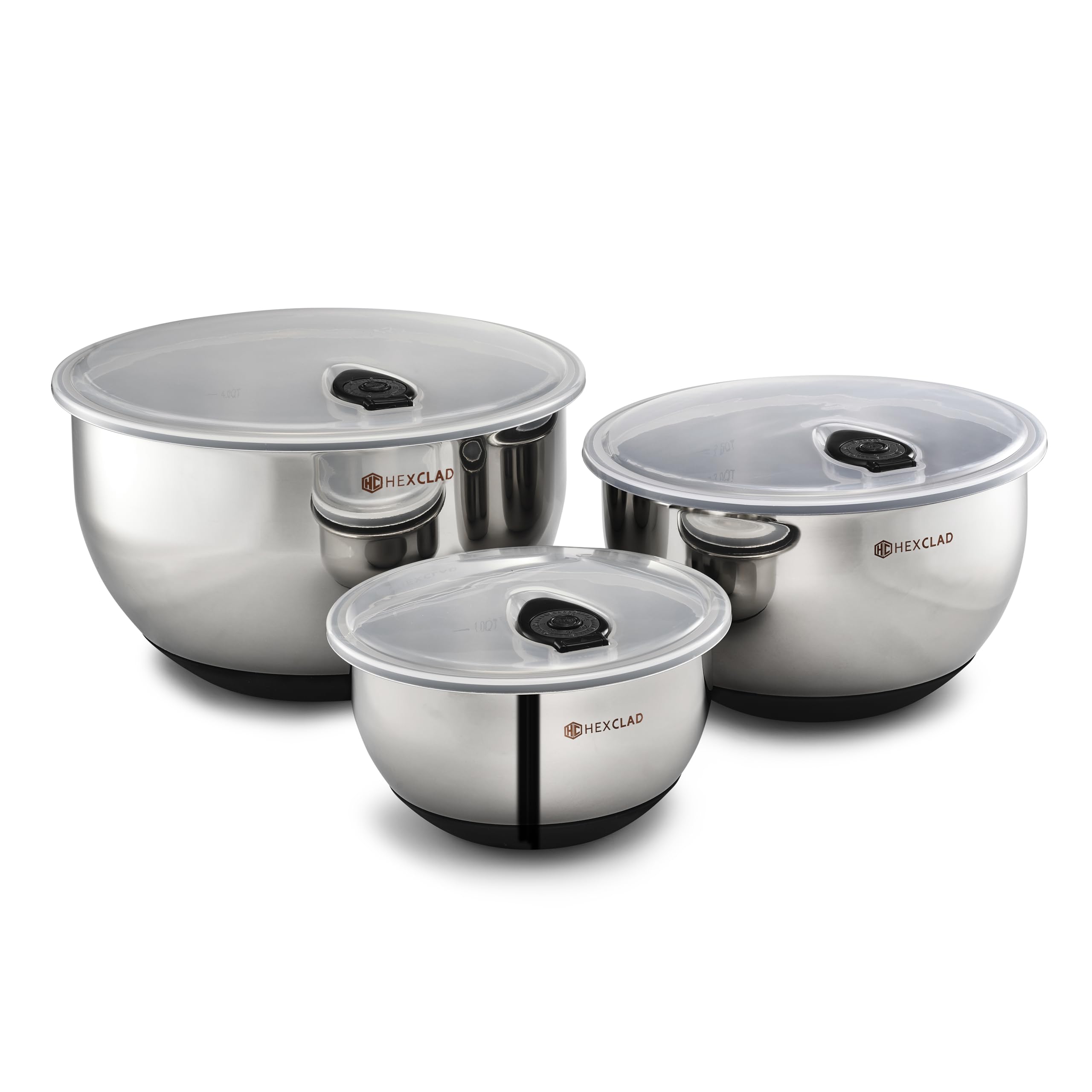 HexClad Stainless Steel Mixing Bowl Set, 3-Piece