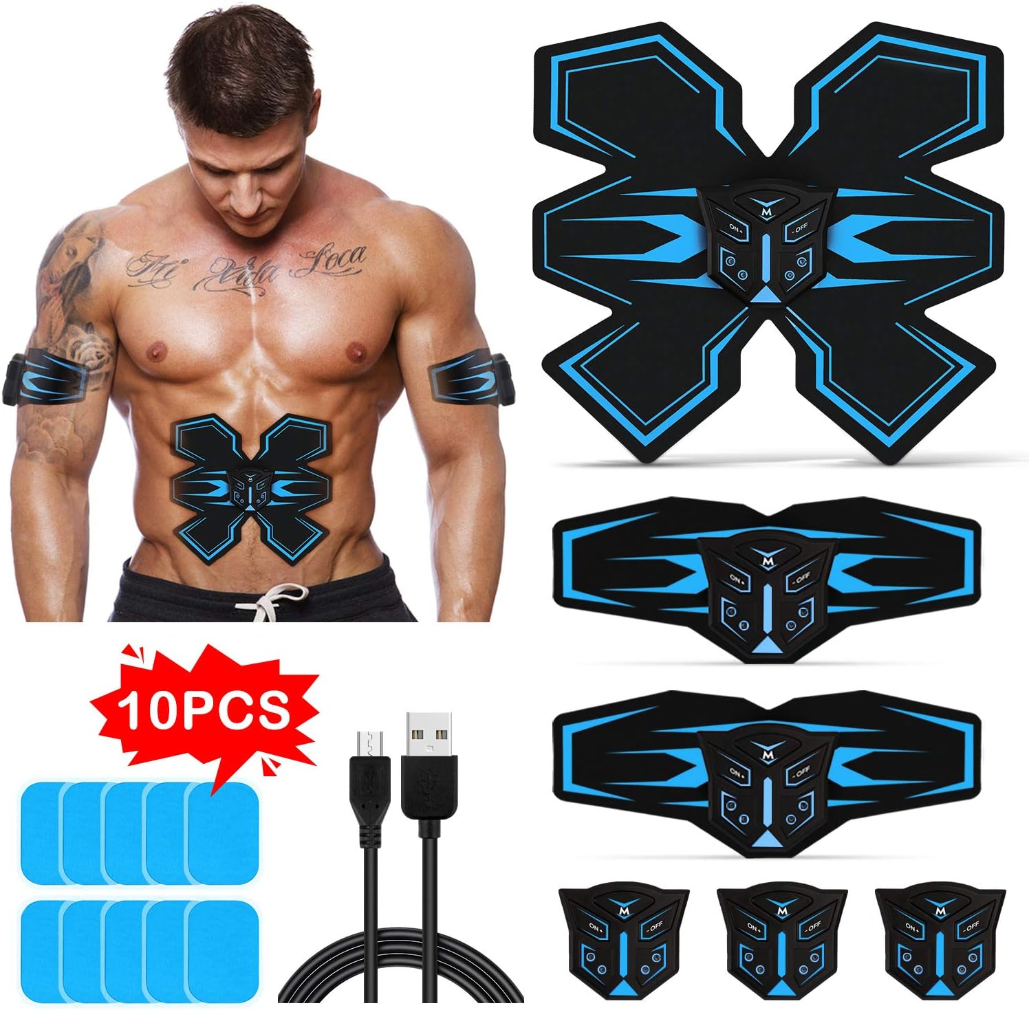TENSWALL Abs Trainer, EMS Muscle Stimulator, Ab Belt Toning with USB Rechargeable, Fitness Training Gym Workout Machine For Men & Women…