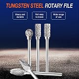 DUDUA 5pcs Tungsten Carbide Rotary Burr Set 10mm 6mm Shank Double Cut view 6