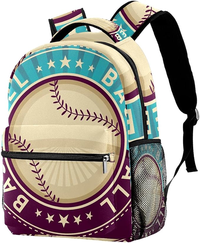 Backpack for Girls Boys Ball Baseball Blue Purple Sport Travel Backpack