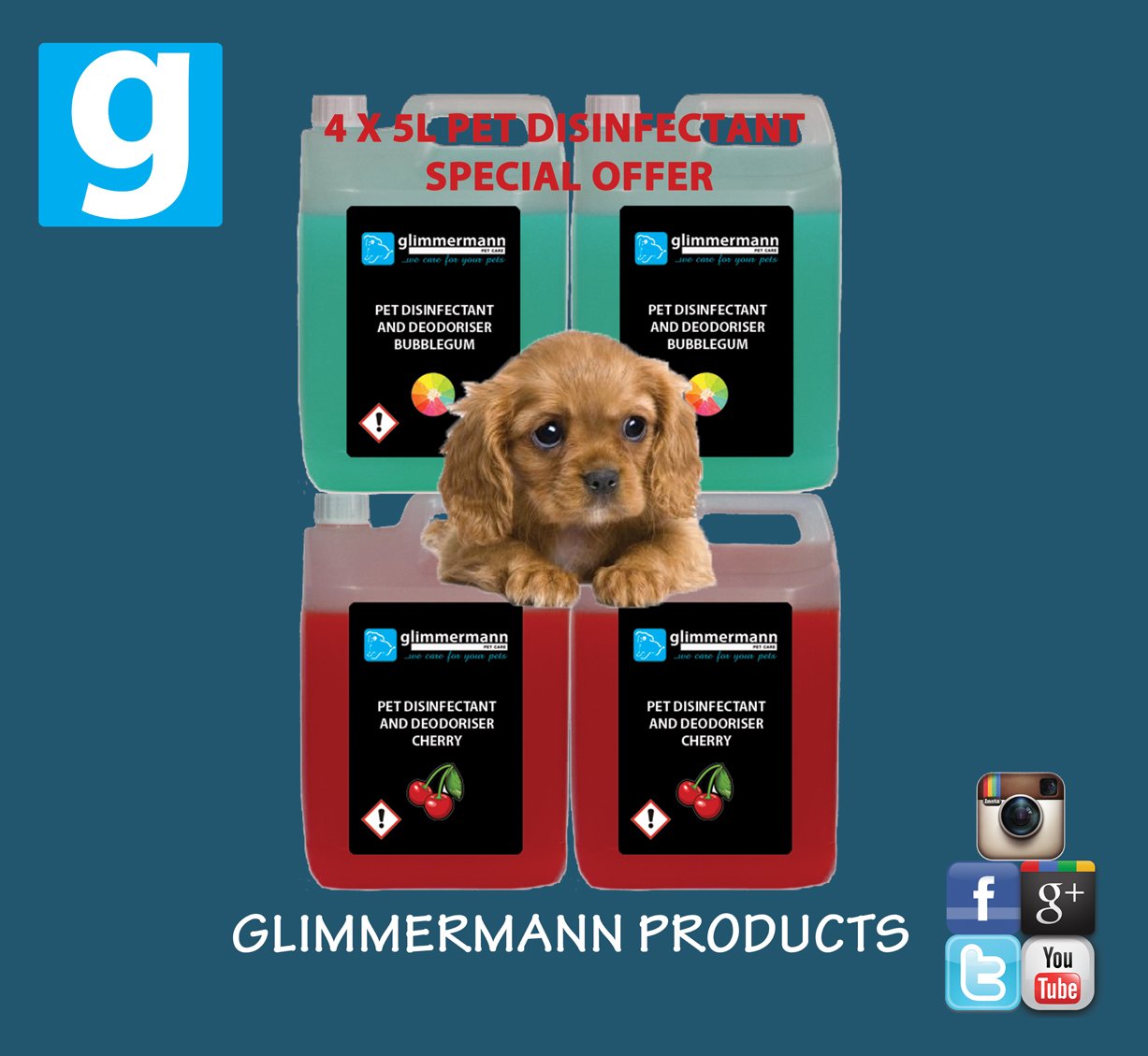 Glimmermann Pet Kennel Disinfectant and Deodoriser Cleaner Bubblegum