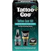 Tattoo Goo Aftercare Kit Includes Antimicrobial Soap, Balm, and Lotion, Tattoo Care for Color Enhancement + Quick Healing - Cruelty-Free, Petroleum-Free, Tattoo Artist Gifts (3 Piece Set)