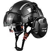 SAFEBUILDER Industrial Safety Helmet with Visor Ear Muffs Hard Hat with Visor Vented Hardhats Construction Work Head Protection ANSI