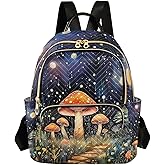 ALAZA Ysterious Forest Mushroom Night Mini Backpack Purse for Women Travel Bag Lightweight Shoulder Bag Fashion Daypack