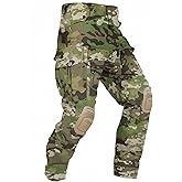 OCANXUE Men’s Tactical Pants with Knee Pads Camo Cargo Pants Waterproof Hiking Pants 10 Pockets No Belt