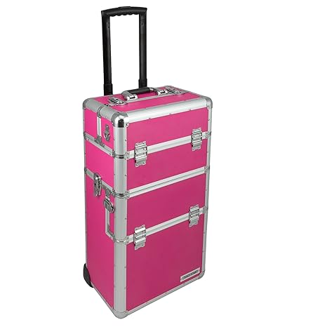 anndora Trolley Abnehmbarer Koffer Alukoffer Pilotenkoffer Variable Fächer Pink