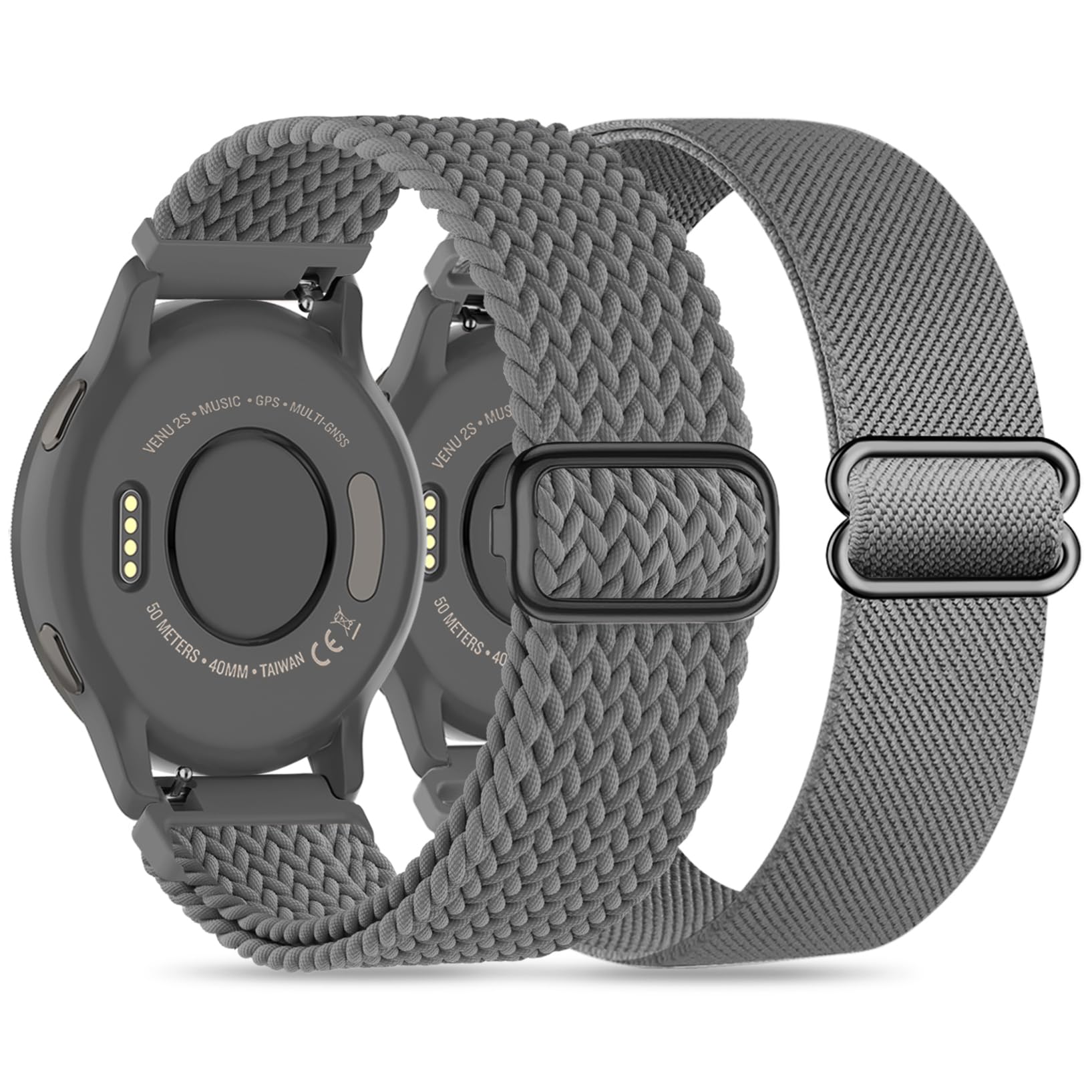 Wizvv 22 mm Nylon Bracelet Compatible with Garmin Venu 2/Venu 3/Vivoactive 4, Loop & Elastic Braided Bracelet for Forerunner 265/255/255 Music Men Women