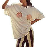 Luckinbaby Women Oversized Fruit Graphic Tee Y2k Short Sleeve Preppy Shirt Cute Summer Top Aesthetic Clothes