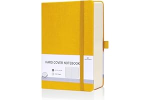 EMOMAS Lined Journal Notebook, 360 Numbered Pages(With page number), Thick Journal for Writing A5 College Ruled Notebook, 100gsm Lined Paper, Leather Hardcover, 5.75'' X 8.38''-1 Pack, Yellow