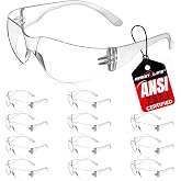 BISON LIFE Clear Safety Glasses for Men &amp; Women, ANSI Z87.1 Certified,12Pk | Scratch &amp; Impact Resistant Wraparound Safety Goggles, UV Protection Eyewear for Work, Construction, Lab, Industrial