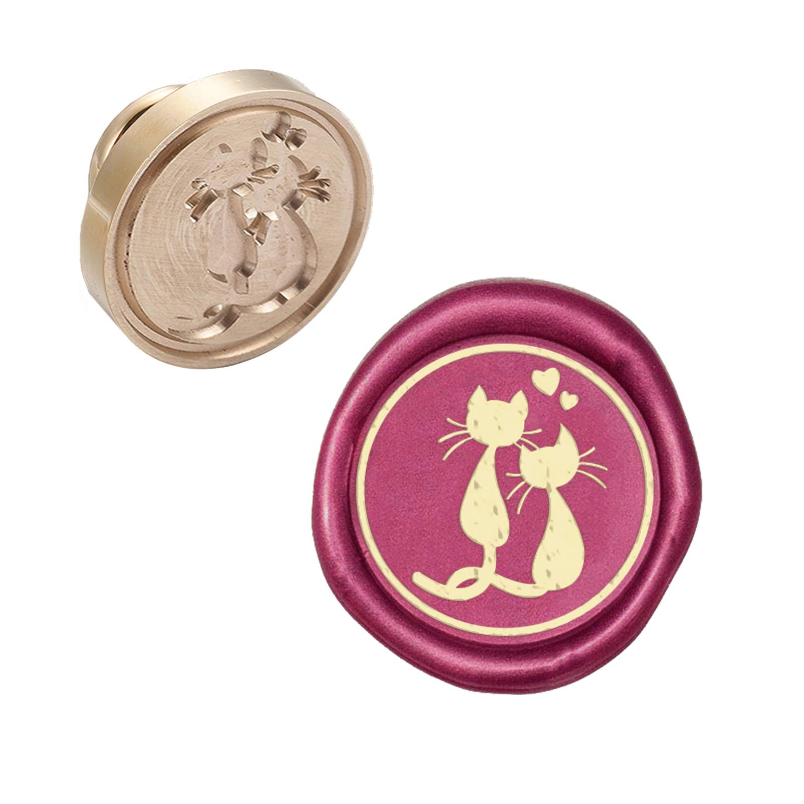 CRASPIRE Wax Seal Stamp Head Cats in love Removable Sealing Brass Stamp Head for Creative Gift Envelopes Invitations Cards Decoration