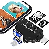 4 in 1 SD Card Reader for iPhone ipad Android Mac PC Camera,Micro SD Card Reader SD Card Adapter Portable Memory Card Reader 