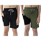 IRELIA 2 Pack Boys 2 in 1 Running Shorts Kids Box Brief Liner Compression Active Sports Shorts