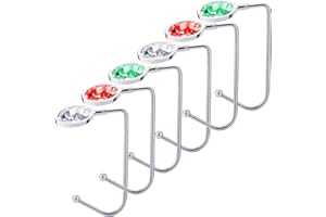 Sunshane 6 Pieces Christmas Stocking Holders Mantel Hooks Hanger Safety Hang Grip Stockings Clip for Christmas Party Decorations, White, Red, Green