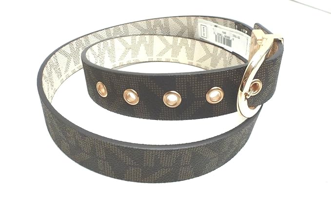 Michael Kors Gürtel weiß-braun Größe M 100cm lang, 3cm breit, MK Logo beidseitig eingeprägt, ovale goldene Schnalle Damengürt