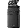 VULKIT Credit Card Holder Minimalist Slim Pop Up Wallet with Leather Slots RFID Blocking for Men and Women Holds 7 Cards and Notes Black
