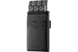 VULKIT Credit Card Holder Minimalist Slim Pop Up Wallet with Leather Slots RFID Blocking for Men and Women Holds 7 Cards and 