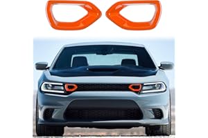JWWY Front Grille Inserts Mesh Trim for 2015-2023+ Dodge Charger Orange 2pcs