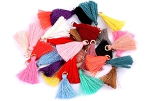 MSCFTFB 100 Pieces Mini Tassels Mala Tassel Kit with Jump Rings for Earring Necklace Jewelry Making Garland Keychain Charms Crafts Decorations (Multi)