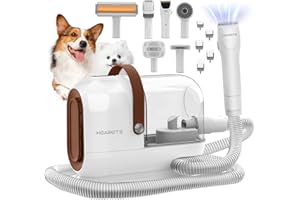 HEAPETS Dog Grooming Vacuum Kit - 3L Vacuum with 7 Tools, Low Noise Electric Clipper and Brush for Pet Shedding at Home, White