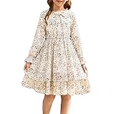GRACE KARIN Girls Fall Long Sleeve Dress Formal Party Holiday Smocked Waist Midi Dresses 5-12Years