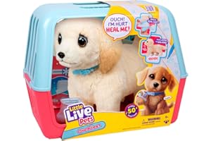 Little Live Pets Ouchies Cooper The Retriever Puppy, 50+ Sounds, Limping to Walking Puppy Toy with Vet Carrier, Interactive Toy Dog for Kids Ages 5+