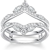 Newshe Jewellery Moissanite Ring Enhancer for Engagement Rings 925 Sterling Silver Curved Wedding Band Bridal Guard and Wraps Marquise Round Size