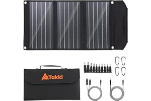 Takki 30W Foldable Solar Panel, Portable Solar Charger Kit with USB Type-C DC Outputs for Portable Power Station Solar Generator Outdoor Camping