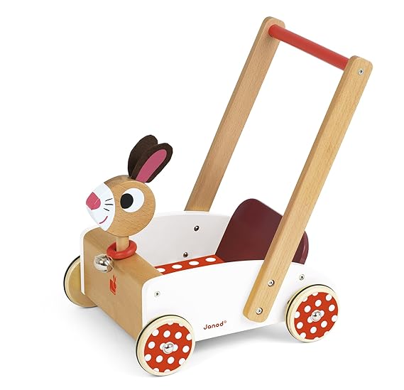 Janod J05997 - Lauflernwagen aus Holz, Crazy Rabbit