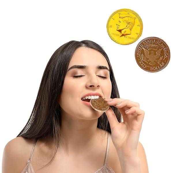 FRUIDLES GOLD HALF-DOLLAR MILK CHOCOLATE COINS GELT, MADE WITH PREMIUM BELGIAN CHOCOLATE, KOSHER CERTIFIED DAIRY (2 POUNDS)