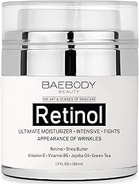 Baebody Retinol Moisturizer Cream for Face and Eye Area - With Retinol, Jojoba Oil, Vitamin E. Fights the Appearance of Wrinkles, Fine Lines. Best Day and Night Cream 1.7 Fl. Oz