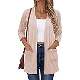 Zeagoo Women's Casual Lightweight Cardigan 3/4 Sleeve Open Front Loose Thin Cardigans with Pockets
