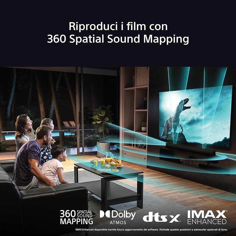 BRAVIA Theatre Bar 9 – Dolby Atmos single soundbar, DTS:X, 13 speakers, Wi-Fi, Bluetooth, 360 Spatial Sound Mapping, Hi Res Audio, Nera, HT-A9000