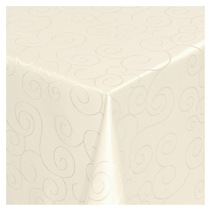 MODERNO® Tischdecke Tischtuch Damast Ornamente mit Saum, Eckig Oval Rund Größe und Farbe wählen eckig 80x80 cm in Creme-Champ
