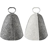 QIYUDA 2 Pcs Wool Sauna Hat for for Men Women, Sauna Cap Protects from Overheating & Hair Damage Grey