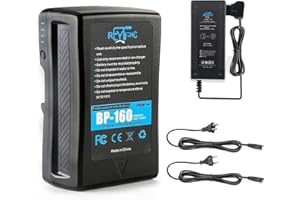 REYTRIC 154Wh(10400mAh) V Mount/V-Lock Battery with D-tap Output Charger and D-Tap Cable Compatible Video Camera Camcorder Broadcast LED Light Replacement Brick for DSLR