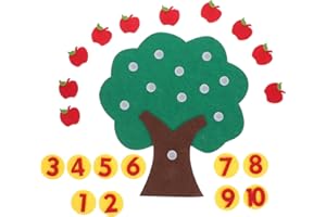 Tofficu 1 Set Felt Apples Tree Cognitive Pairing Math Teaching Aid Matching Game Educational Kindergarten Supply Apple Tree Green Leaves Non-Woven Puzzle Supplies (Apple)