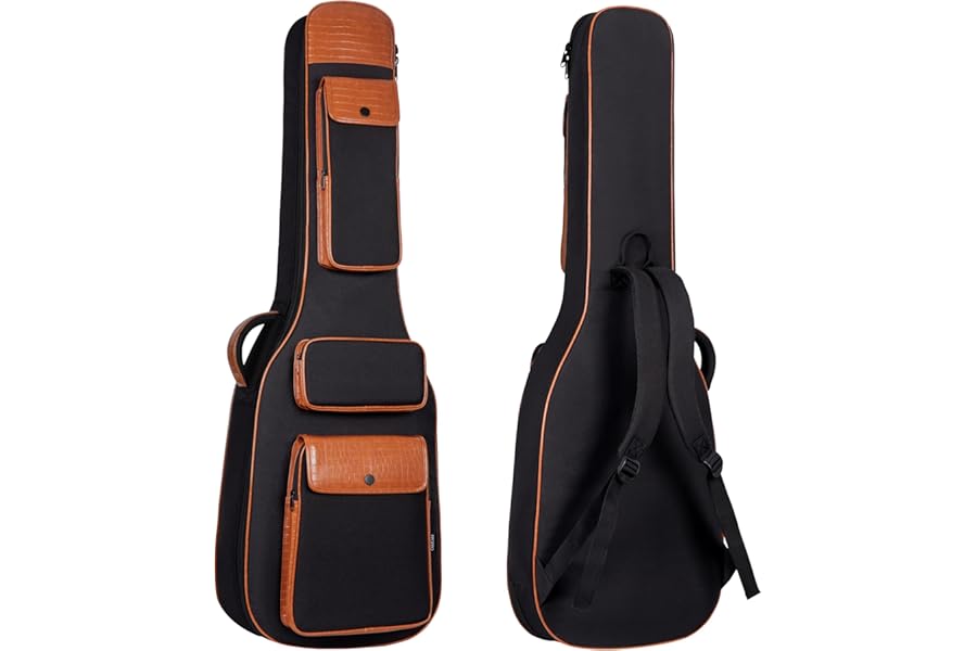 PPOPPO Bass Guitar Case, 0.5" Thick Padding, Bass Guitar Gig Bag with Water-Resistant 300D Frosted Cloth & Crocodile Pattern