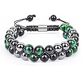 Triple Protection Energy Bracelet, Healing Crystals for Negative Energy Protection, Unisex Amulet with Obsidian, Tiger Eye, and Onyx Stones, Spiritual Jewelry for Men and Women, Healing, Manifestation, and Wellness