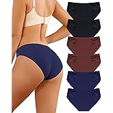 LEVAO Seamless Underwear for Women Lace Cheeky Bikini No Show Hipster Soft Cute Panties 6 Pack S-XXL